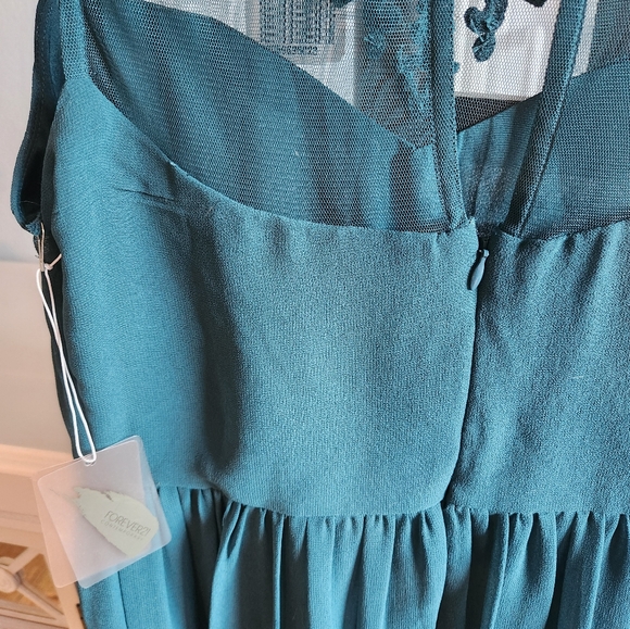 NWT Forever 21 Teal Dress with Lace Detail - Picture 5 of 6